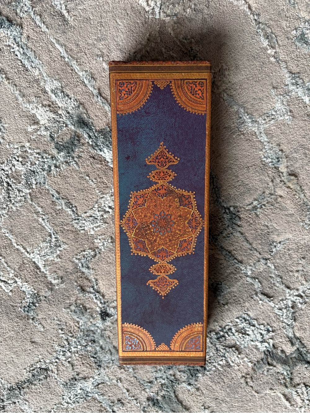 Ornate Navy and Gold Decorative Wall Tapestry Panel